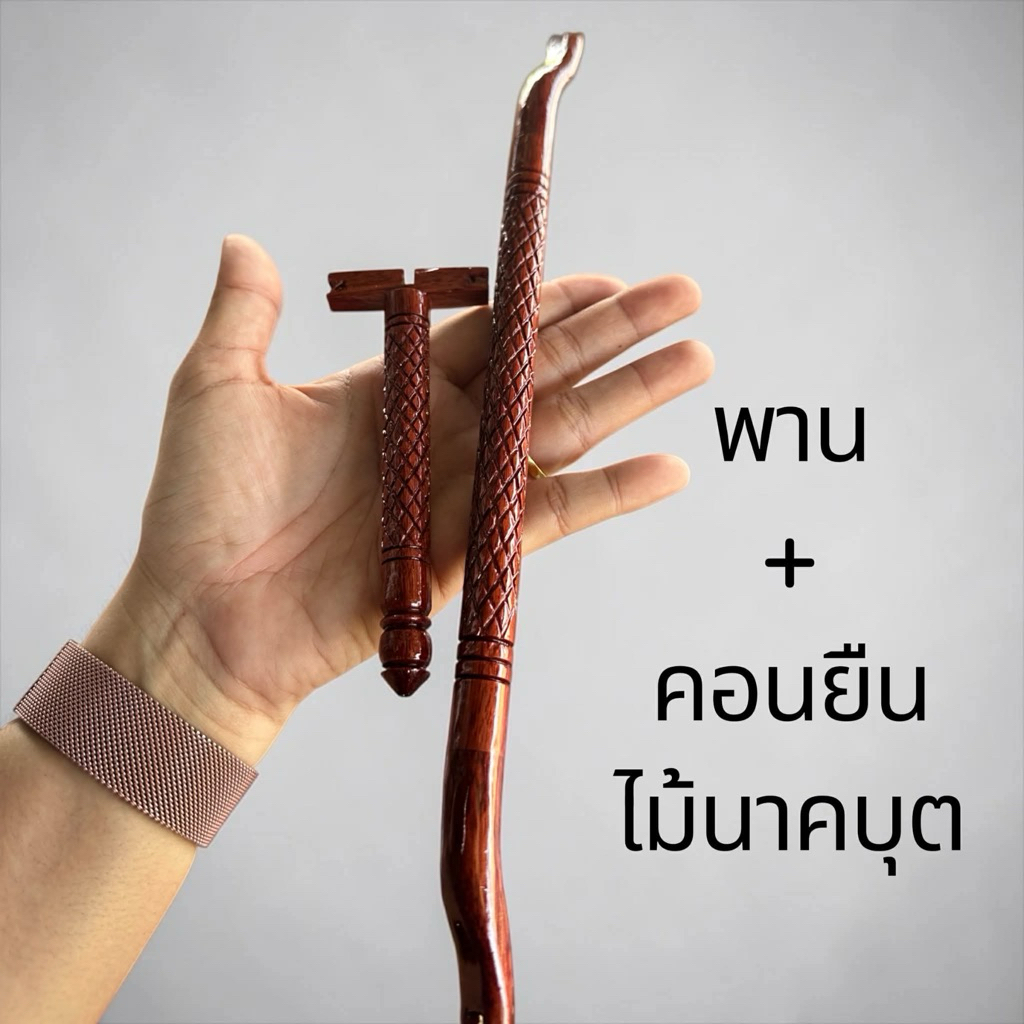 อุปกรณ์กรงนก พาน+คอนยืน ไม้นาคบุตร(ใส่11-13ซี่) 1 ชุด