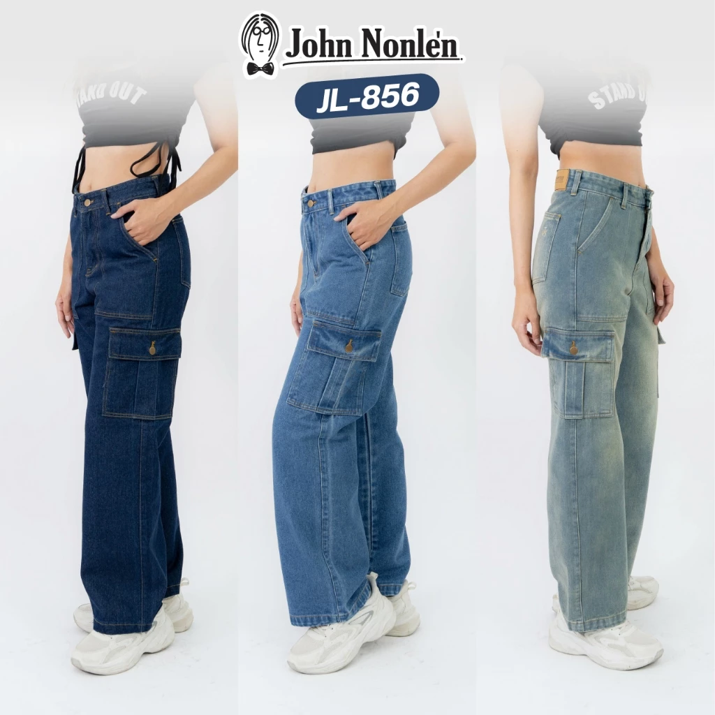 John Nonle่n JL-856 ยีนส์ Cargo Vintage ทรงกระบอกสุดเท่ ใส่แล้วดูดีทุกลุค