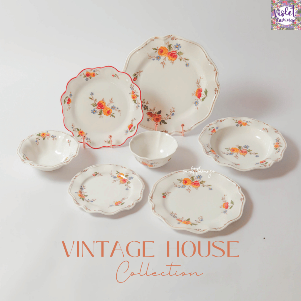 Violet Flamingo | Vintage House Collection จานเซรามิกลายดอกไม้วินเทจ Porcelain