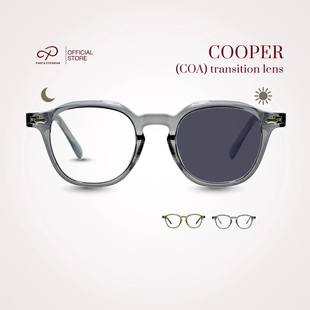 (สายตาสั้น) PANTA | COA : COOPER (คูเปอร์) แว่นกรองแสงสีฟ้าออกแดดเปลี่ยนสีชา