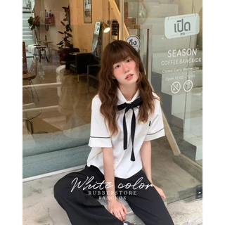Rubberstore - Sammie top เสื้อเชิ้ตแขนสั้น แถมโบว์