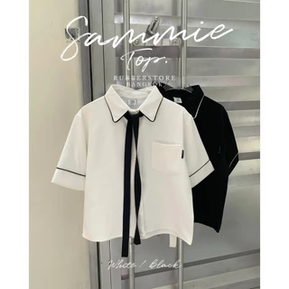 Rubberstore - Sammie top เสื้อเชิ้ตแขนสั้น แถมโบว์