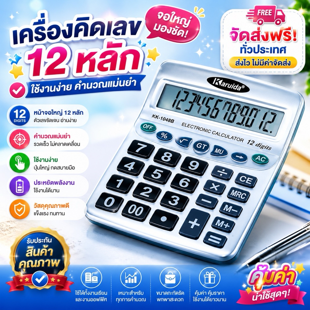 kingshopping A02 (ร้านไทย)  เครื่องคิดเลขปุ่มขนาดใหญ่ กดง่าย หน้าจอใหญ่ (อุปกรณ์สำนักงานและโรงเรียน)