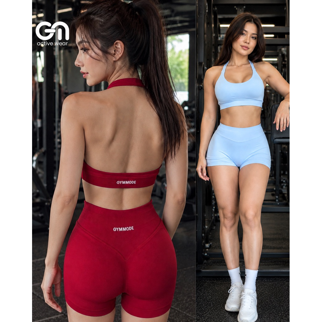 Gymmode- Mila set ชุดเซ็ต2ชิ้นบราคล้องคอและขาสั้นใส่ออกกำลังกาย