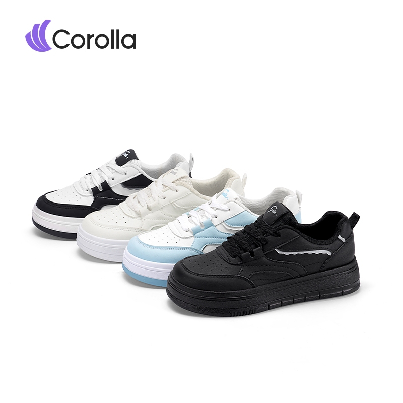 Corolla Work Shoes รองเท้าหนังลำลองผู้หญิง พื้นรองเท้าหนา ยืดหยุ่น หนังต้านพียู ต้านเชื้อแบคทีเรีย ระบายอากาศได้ดี