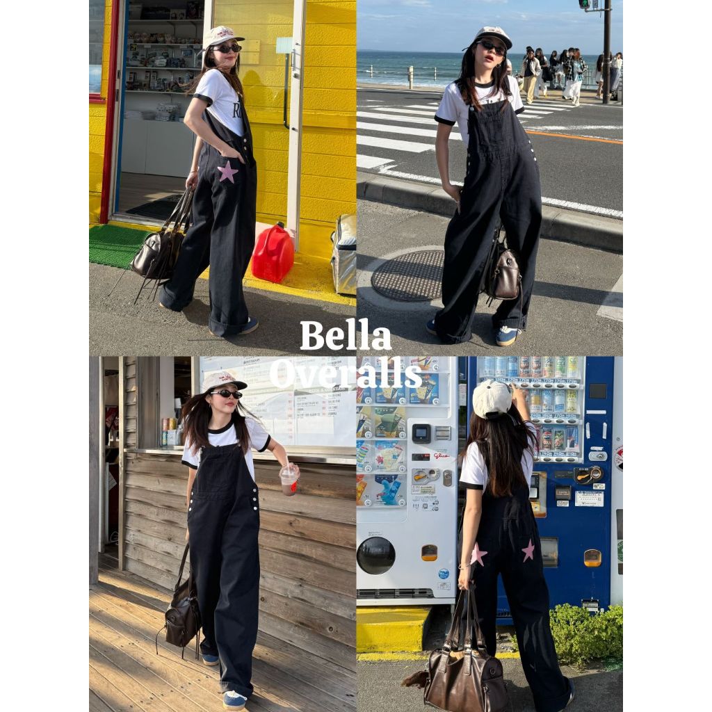 C930 - Bella Overalls ชุดเอี๊ยมยีนส์งานปักสายปรับได้ ดีเทลกระดุม (ส่งด่วน)