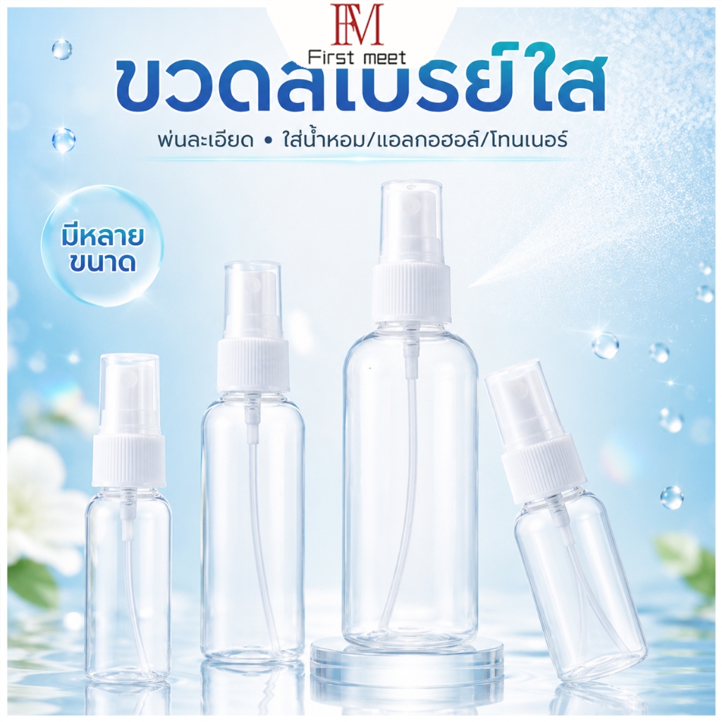 ขวดสเปรย์เปล่าแบบใส ขนาดพกพา รีฟิลได้ เหมาะสำหรับเดินทางและใช้งานประจำวัน
