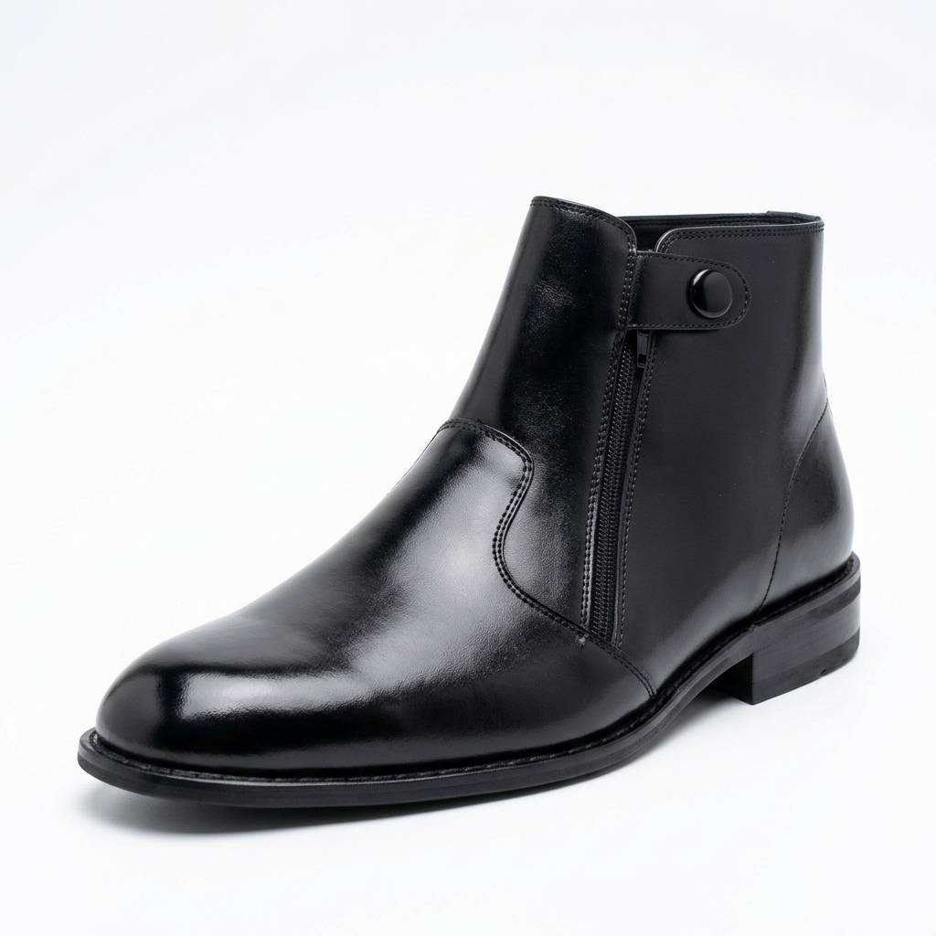 Heavy Shoes รองเท้าหนังวัวผู้ชายมีซิปข้าง PD8096 สีดำ