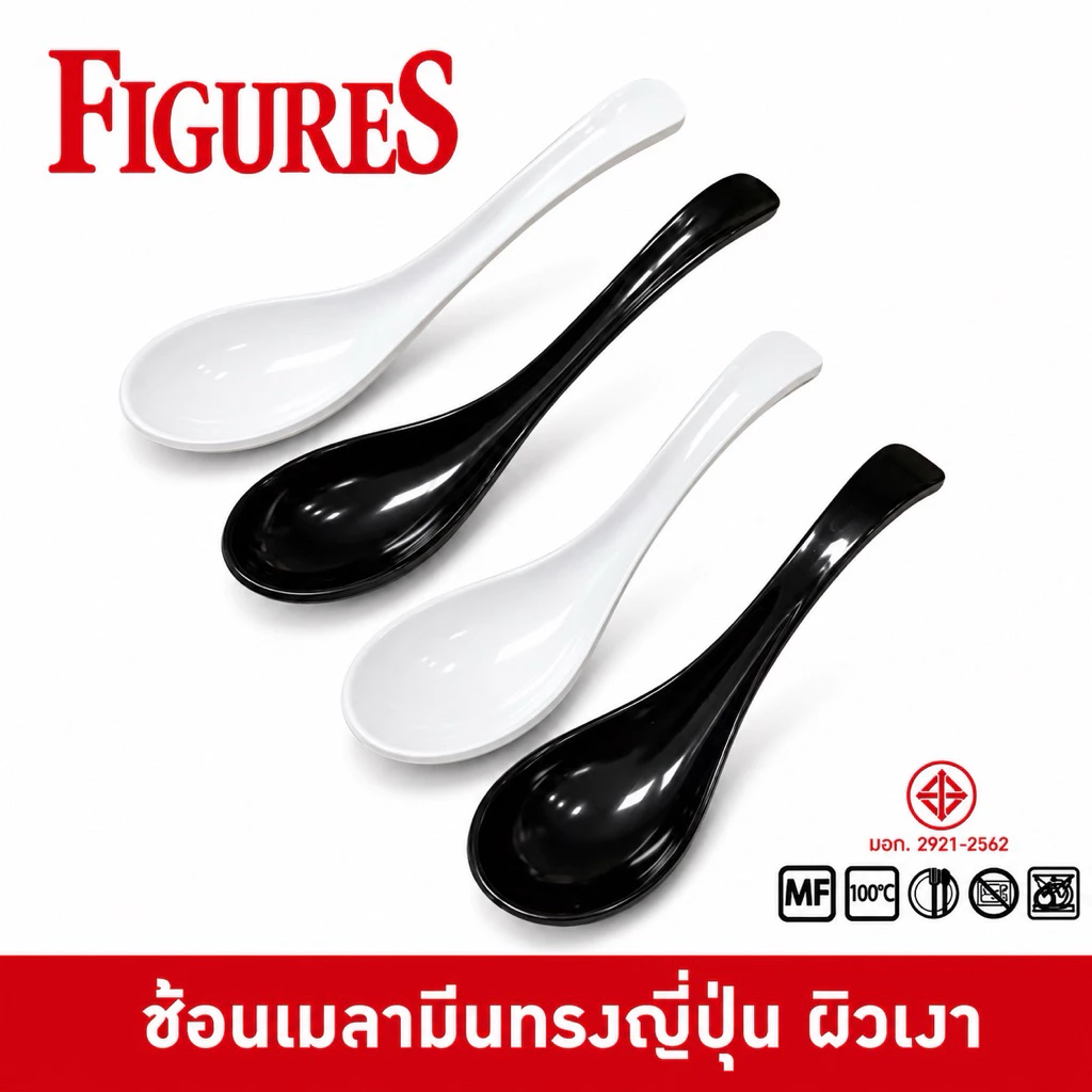 Figure ช้อนเมลามีน ช้อนเมลามีนด้ามยาวทรงญี่ปุ่น ช้อนขนม สำหรับ ร้าน ชาบู รามเม็ง