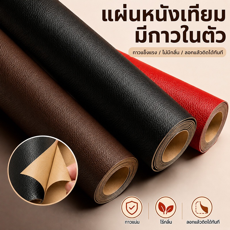 ✨COD✨ หนังเทียม PU มีกาวในตัว แผ่นหนังซ่อมโซฟา สติ๊กเกอร์ซ่อมเบาะ กันน้ำ ยึดเกาะแน่น สำหรับโซฟา เบาะรถ คอนโซล