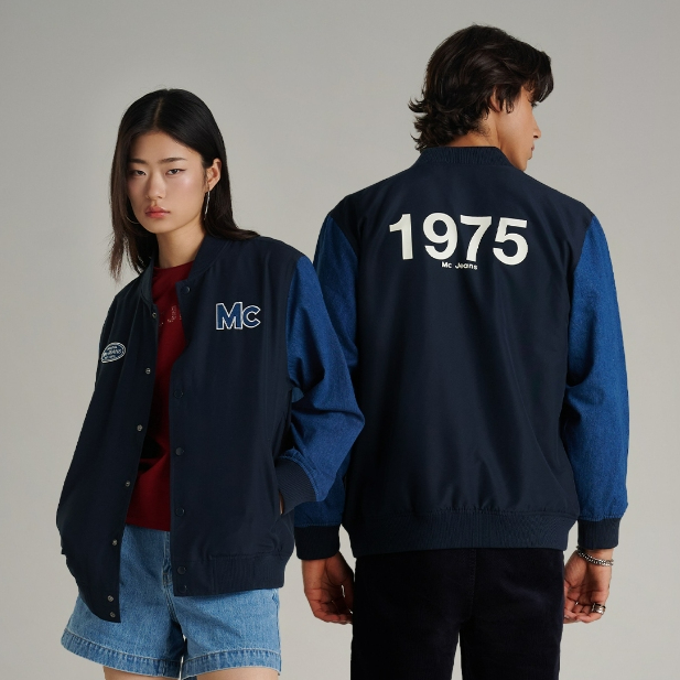 Mc jeans เสื้อแจ็คเก็ตบอมเบอร์ Unisex แขนยาว สีกรมท่า MJCP080