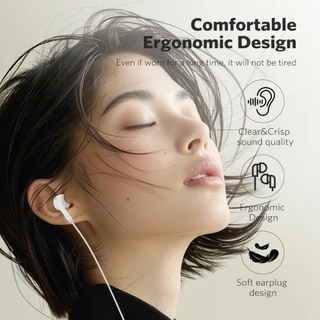 MEEGOO หูฟังแบบมีสาย ชนิดใส่ในหู3.5mm มีไมค์ควบคุมสาย เส้นนี้ยาว1.2เมตร ดีไซน์แบบใส่ในหู เสียงเบสหนัก กันเสียงรบกวน