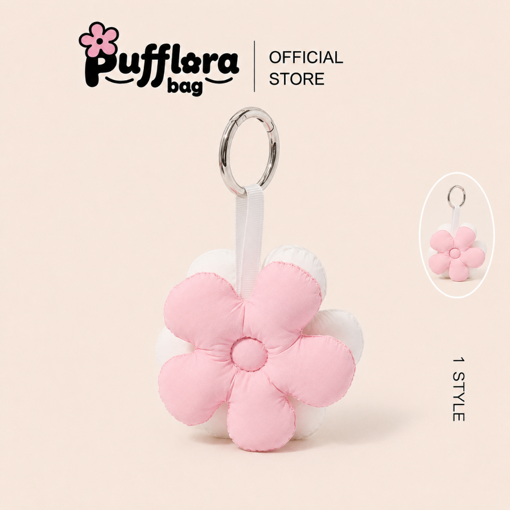 Pufflora พวงกุญแจห้อยกระเป๋า พวงกุญแจน่ารัก พวงกุญแจดอกไม้ จี้ห้อยกระเป๋า พวงกุญแจนุ่มนิ่ม ขนาดเล็กกระทัดรัด