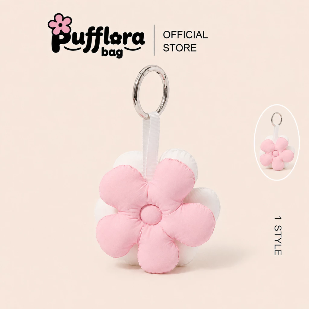 Pufflora พวงกุญแจห้อยกระเป๋า พวงกุญแจน่ารัก พวงกุญแจดอกไม้ จี้ห้อยกระเป๋า พวงกุญแจนุ่มนิ่ม ขนาดเล็กกระทัดรัด