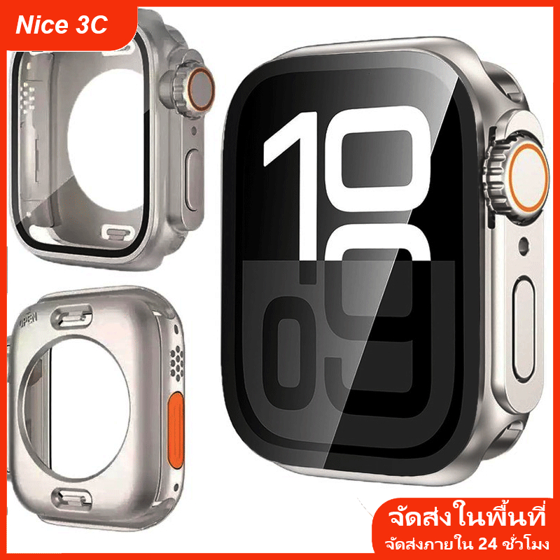 กระจกนิรภัย + ฝาครอบสำหรับ Apple Watch case 46 มม.42 มม.45 มม.44 มม.กันชนหน้าจอสำหรับ iwatch serie 10 9 8 7 6 SE 5
