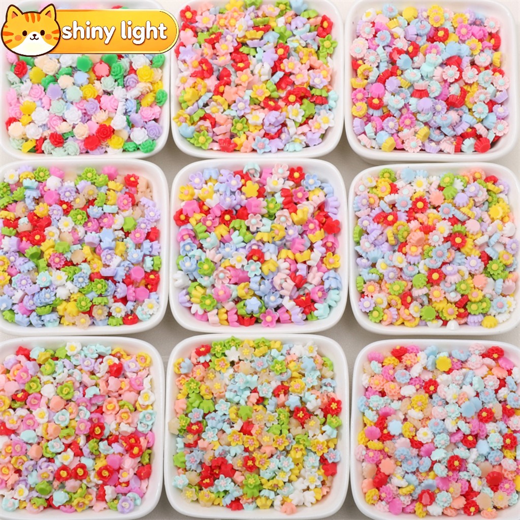 ลูกปัดเรซิ่นไม่มีรู ดอกไม้เล็ก 6 มม. 50 ชิ้น/แพ็ค หลากสีสุ่ม สำหรับตกแต่งเคสโทรศัพท์ ทำครีมกาว อุปกรณ์งานฝีมือ DIY
