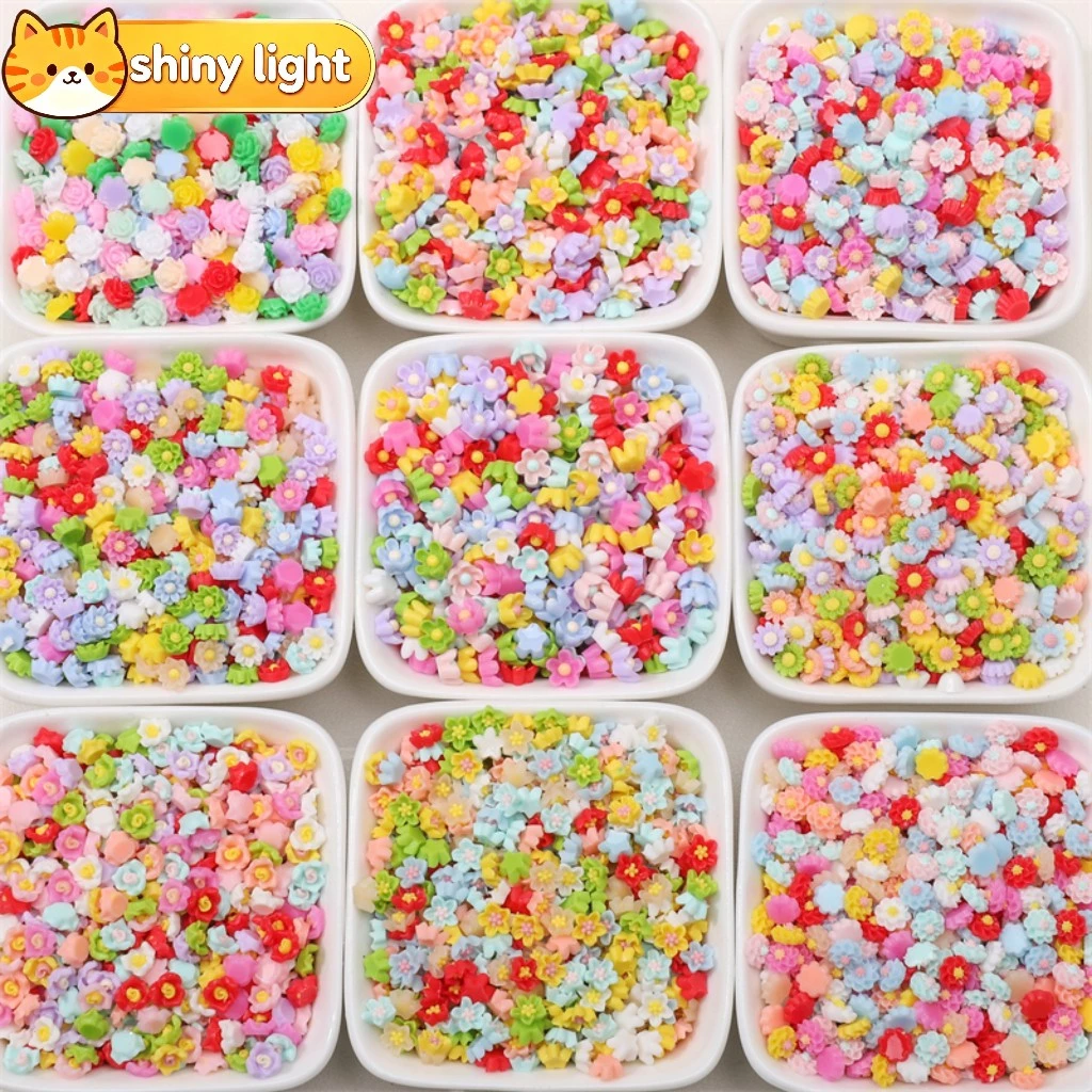 ลูกปัดเรซิ่นไม่มีรู ดอกไม้เล็ก 6 มม. 50 ชิ้น/แพ็ค หลากสีสุ่ม สำหรับตกแต่งเคสโทรศัพท์ ทำครีมกาว อุปกรณ์งานฝีมือ DIY