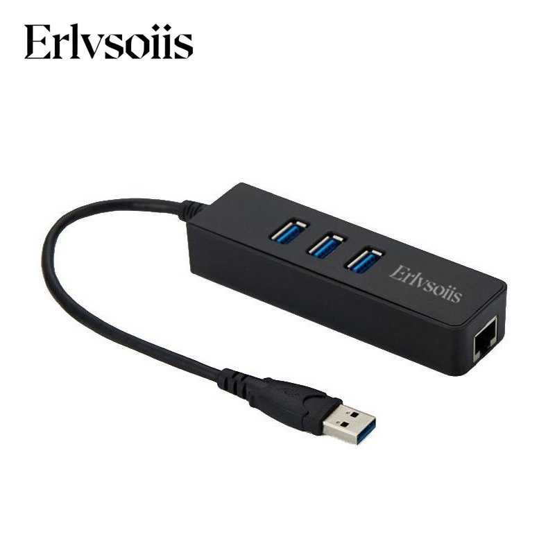 Erlvsoiis อะแดปเตอร์เครือข่าย 1000Mbps + USB Hub 2in1 เสียบแล้วใช้ได้ ต่ออินเทอร์เน็ตสายแลน