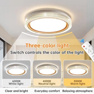 GOGEOUS โคมไฟเพดาน LED ไฟ3สี ปรับความสว่างได้ ปรับโทนแสงได้ (3000K-6500K) ผ่านรีโมท ใช้ได้ทุกห้องในบ้าน รับประกัน 3 ปี