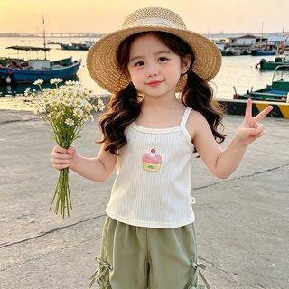 Babyonline(Y189)G1-OF2 (ส่งด่วน1วัน)เสื้อสายเดี่ยวแฟชั่นสำหรับเด็กผู้หญิง สีพาสเทล ผ้านิ่ม ใส่สบาย