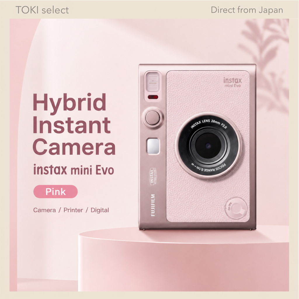 FUJIFILM instax mini Evo Hybrid Instant Camera Smartphone Printer Digital Camera Light Pink