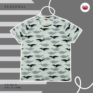 เสื้อแตงโม (SUIKA) - เสื้อยืดคอกลม โปเชียล พิมพ์ลายช้าง ( P.O-144 322 144 034 321 )