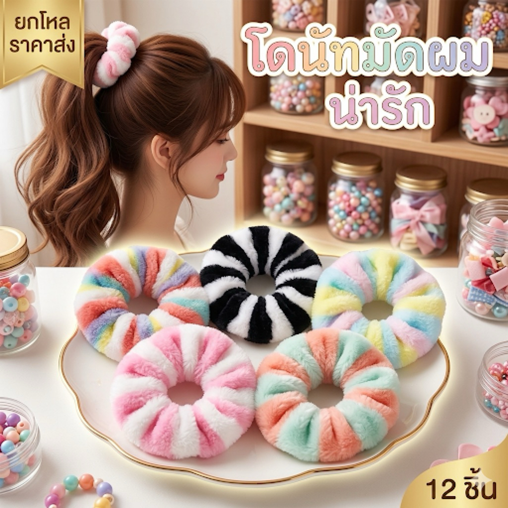 🌷ยกโหล🌷โดนัทมัดผม มีหลายแบบ มีราคาส่ง