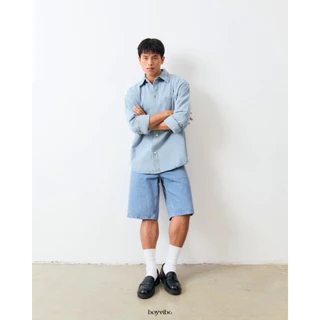 BOYVIBE เสื้อเชิ้ตยีนส์แขนยาว (มี2สี ยีนส์/ดำ) ผ้ายีนส์คุณภาพอย่างดี ผ้านิ่ม ใส่สบาย อยู่ทรง