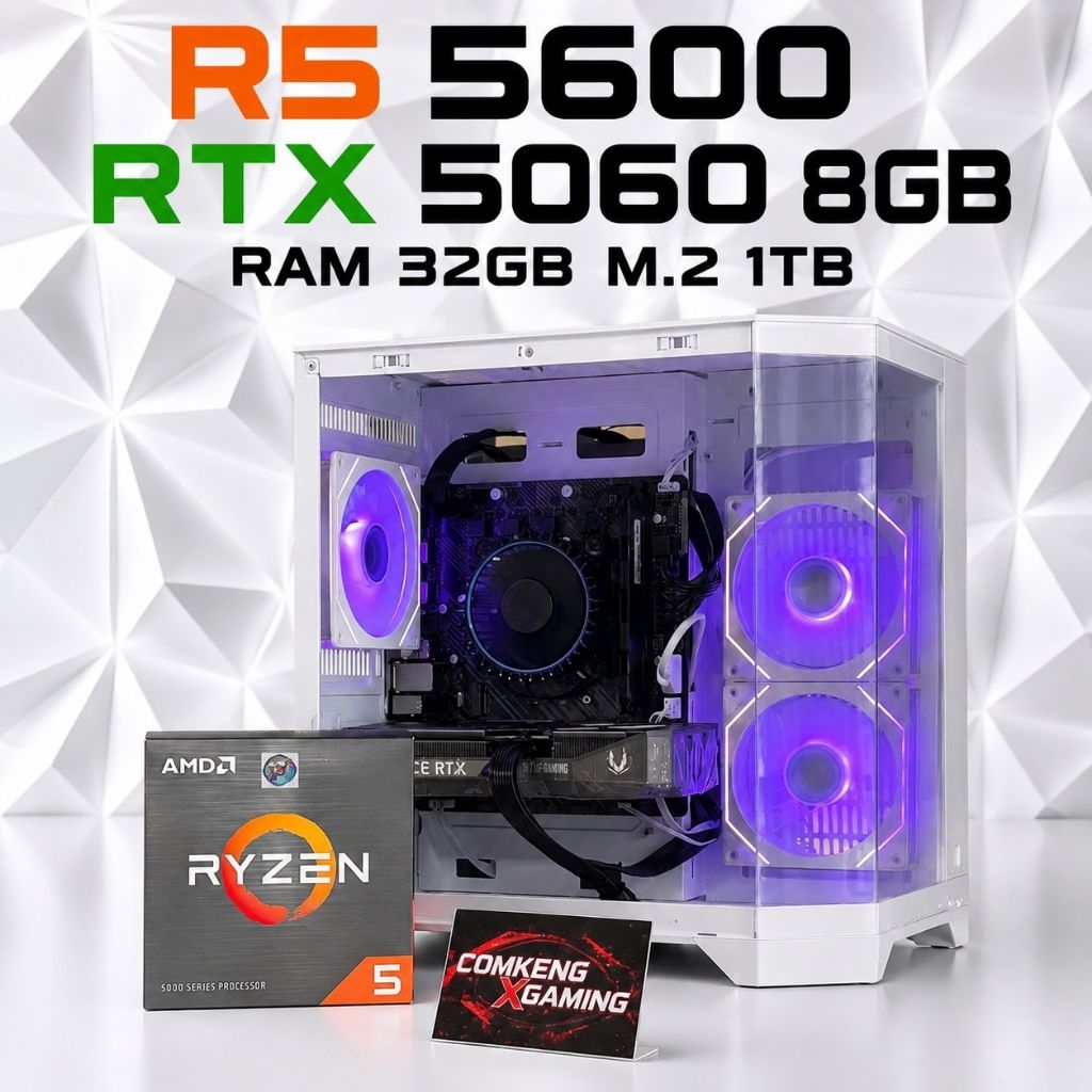 คอมเกมมิ่ง RYZEN 5 5600 RTX 5060 8GB RAM 32GB M.2 1TB Gaming PC คอมประกอบ คอมเล่นเกม พร้อมใช้