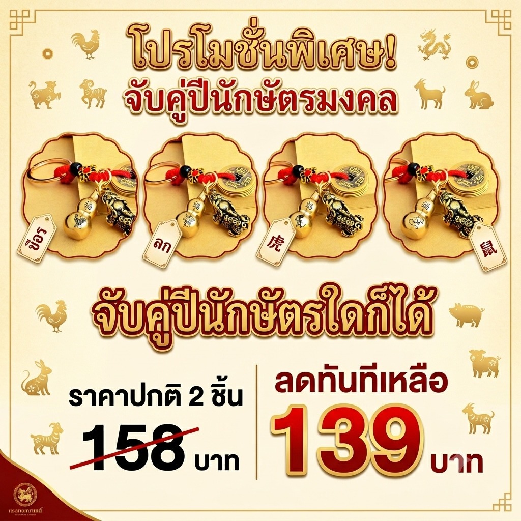 พวงกุญแจมงคล นักษัตร 12 ราศี [ปี่เซียะ+น้ำเต้า]  (แถมฟรีทรายแดง)