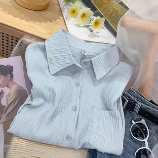 เสื้อเชิ้ตแขนยาวผู้หญิง เสื้อท็อปสีเรียบ สไตล์เรียบหรู ใส่ได้หลายโอกาส ผ้าสวมใส่สบาย นุ่ม มีให้เลือก 4 สี