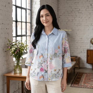 NewArrival2026 🌸เสื้อผู้หญิงพิมพ์ลายดอกสีโทนพาสเทล งานจากไทย ผสมผ้าลูกไม้ ใส่แล้วดูอ่อนวัย สุภาพ สวยหวานน่ามอง