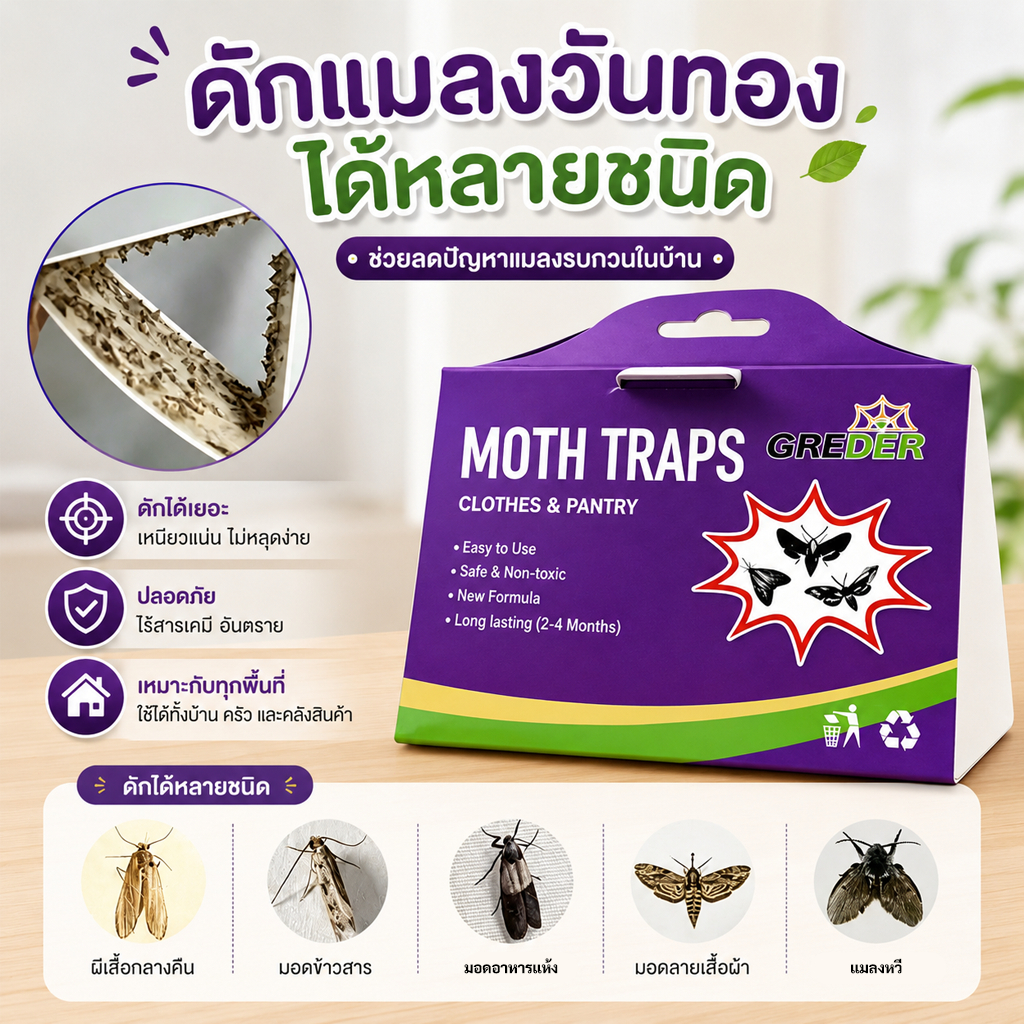 บ้านดักแมลงวันทอง แผ่นกาวสองหน้า ทนแดด ไม่มีสารพิษ ดักแมลงวันทองข้าว แมลงวันทองเสื้อผ้า ใช้ในบ้านและครัวได้