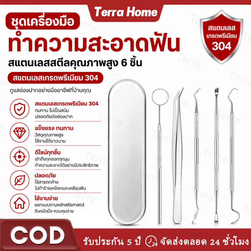 💥ส่งจากกทม💥 6 อุปกรณ์ขูดหินปูน kit oral tools โพรบหินปูน Borescope ช่องปาก