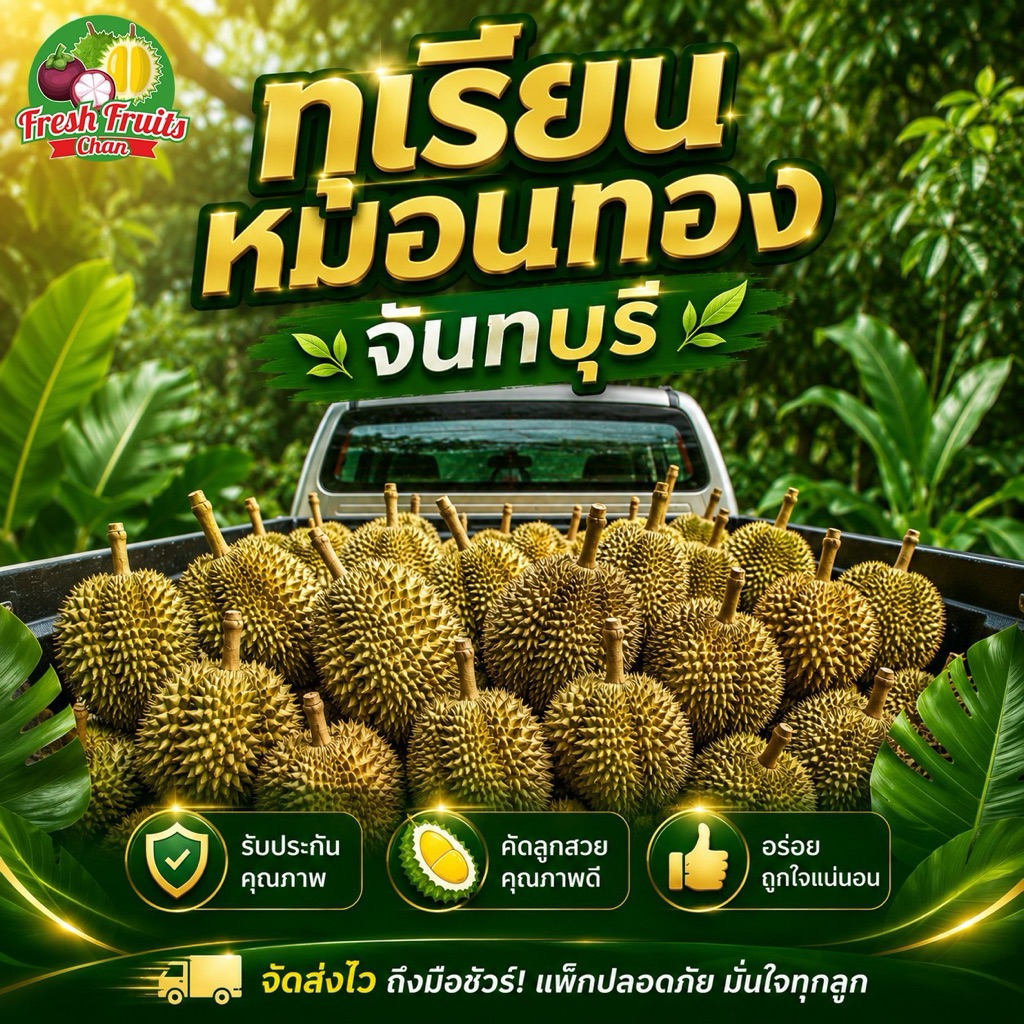 💥ส่งฟรี‼️ทุเรียนหมอนทอง2.6-3kg.(1ลูก)✅ตัดแก่คัดเกรดAAAส่งตรงจากสวนจันทบุรี