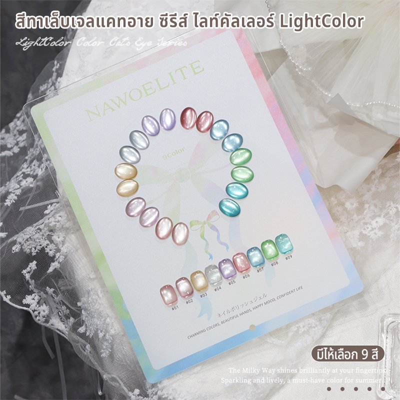 Nawoelite ยกเซต สีเจลตลับ ชุดตัดเล็บ ยกเซตสีเจลตาแมว 9 สีสวยสะดุดตา พร้อมแผ่นสวอช ใช้งานง่าย แนะนำสำหรับ DIY