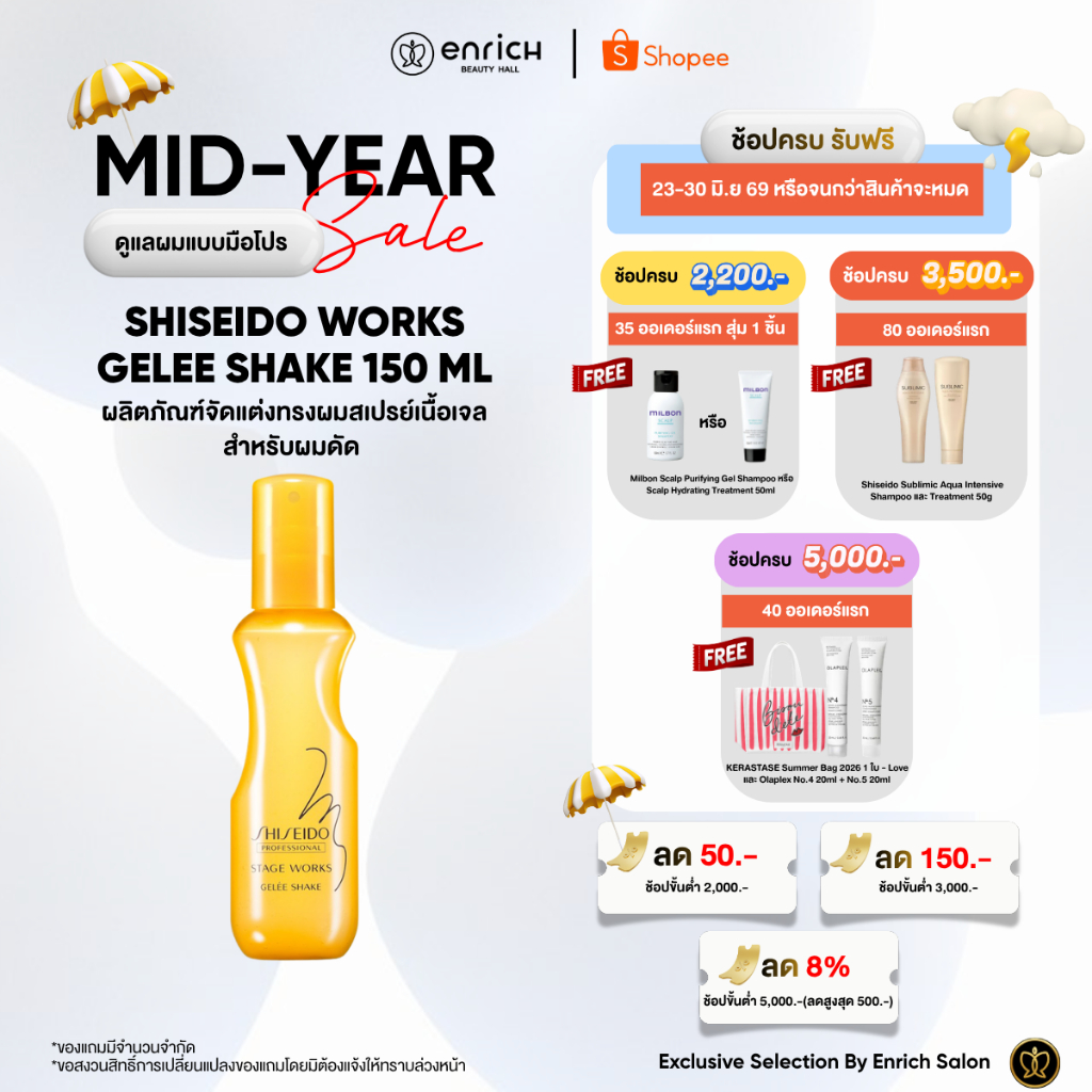 Shiseido Stage Works Gelee Shake 150 ml. ผลิตภัณฑ์จัดแต่งทรงผมสเปรย์เนื้อเจล สำหรับผมดัด จากชิเซโด้