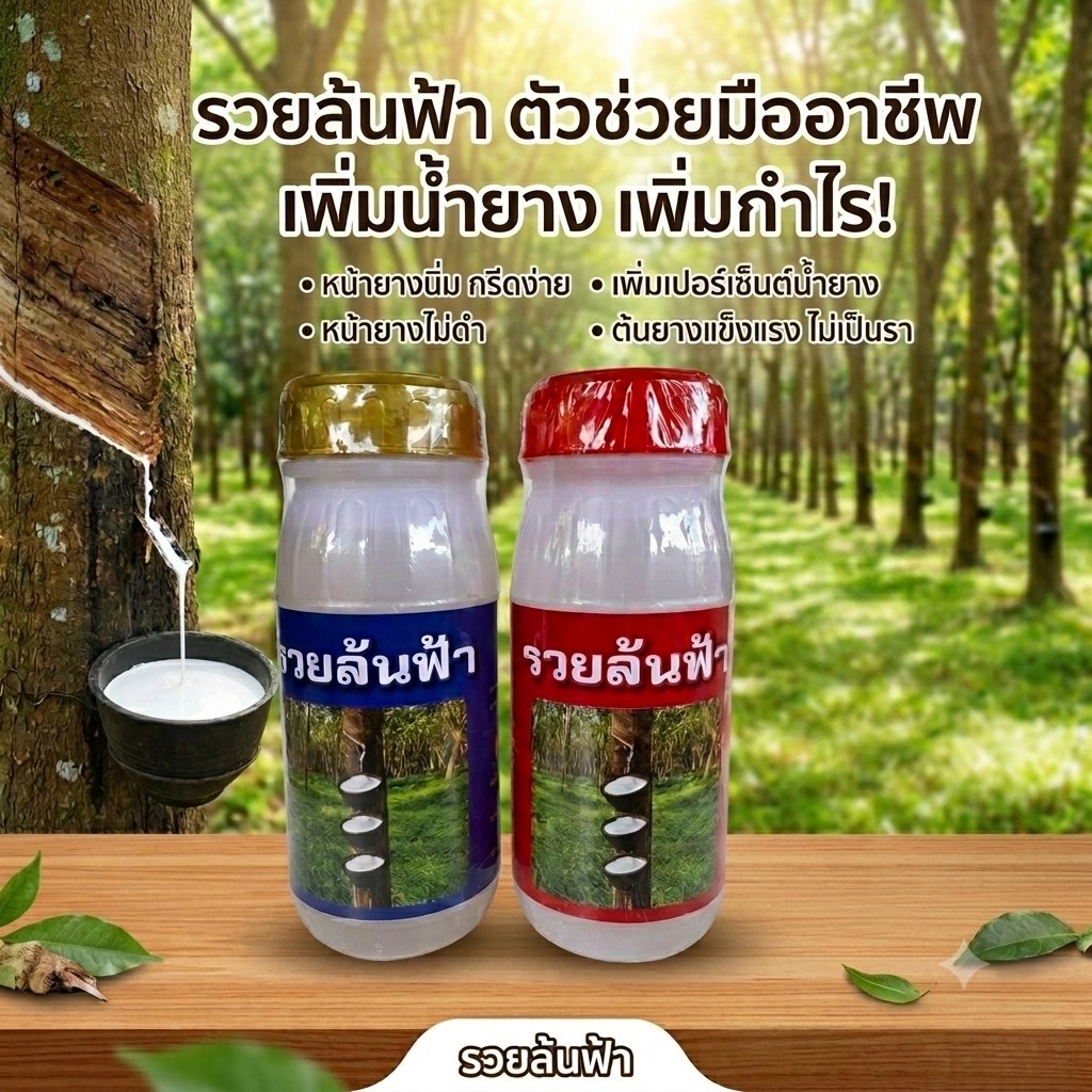 รวยล้นฟ้า ยาทาหน้ายาง ยาเร่งน้ำยาง สูตร 3 พลัง
