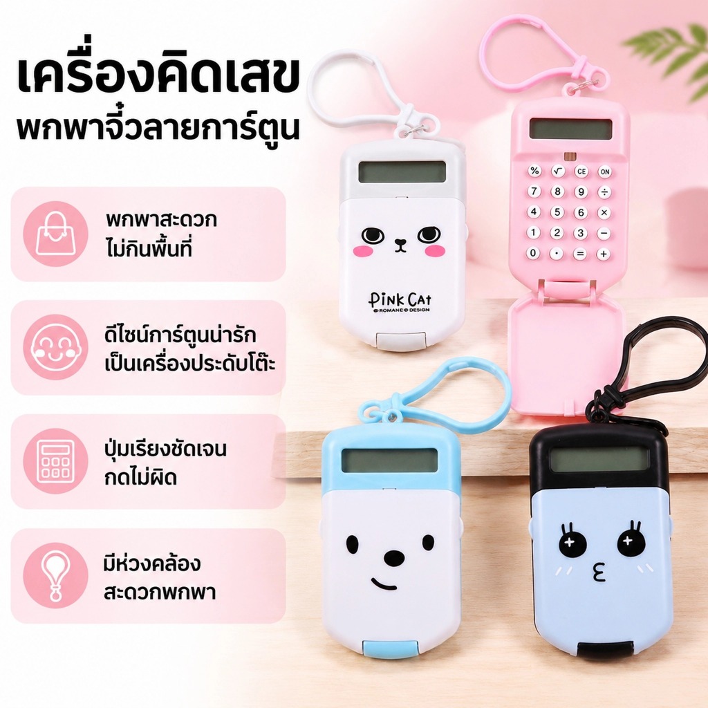 Luxe-t เครื่องคิดเลขมินิ 8 หลัก พวงกุญแจสีลูกกวาด ขนาดเล็ก พกพาได้ น่ารัก สำหรับนักเรียน โรงเรียน และสำนักงาน