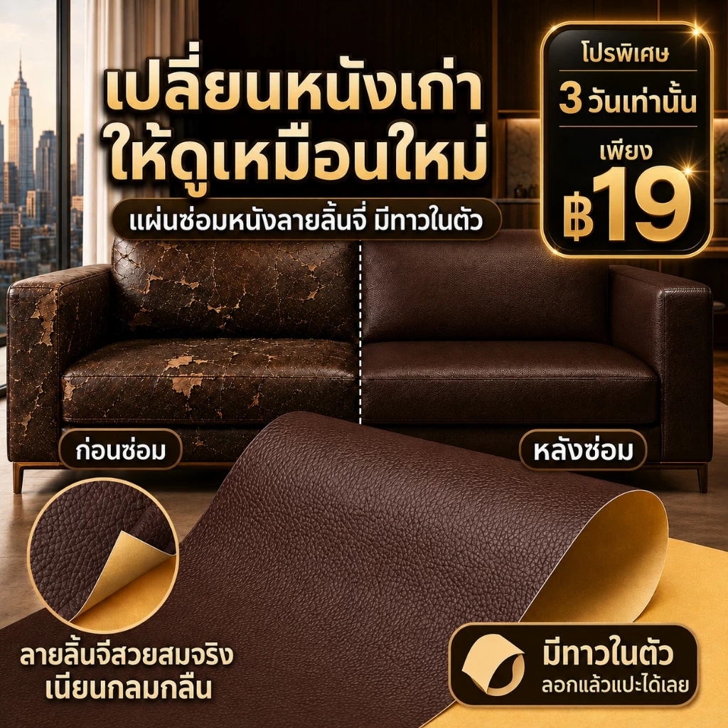 เทปซ่อมหนังคุณภาพสูง นุ่มสบาย ยึดติดสนิท สำหรับฟื้นฟูภายในรถยนต์ โซฟา หัวเตียง