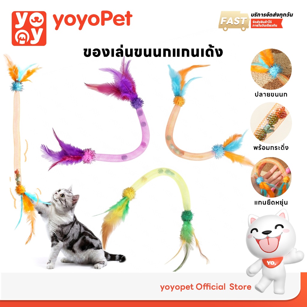 yoyopet:  ไม้ตกแมว ของเล่นแมว ขนนกแมว ของเล่นแมวมีเสียงกระดิ่ง กระดิ่งแมว ขนนกแมว ของเล่นลูกแมว