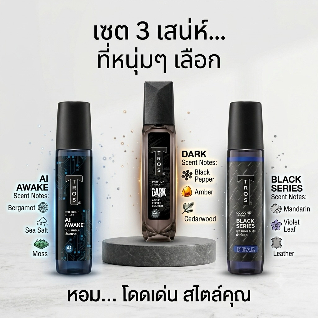 [1 ขวด] น้ำหอมผู้ชาย ทรอส Tros Cologne & Perfume Spray 100ml (เลือกกลิ่นด้านใน)