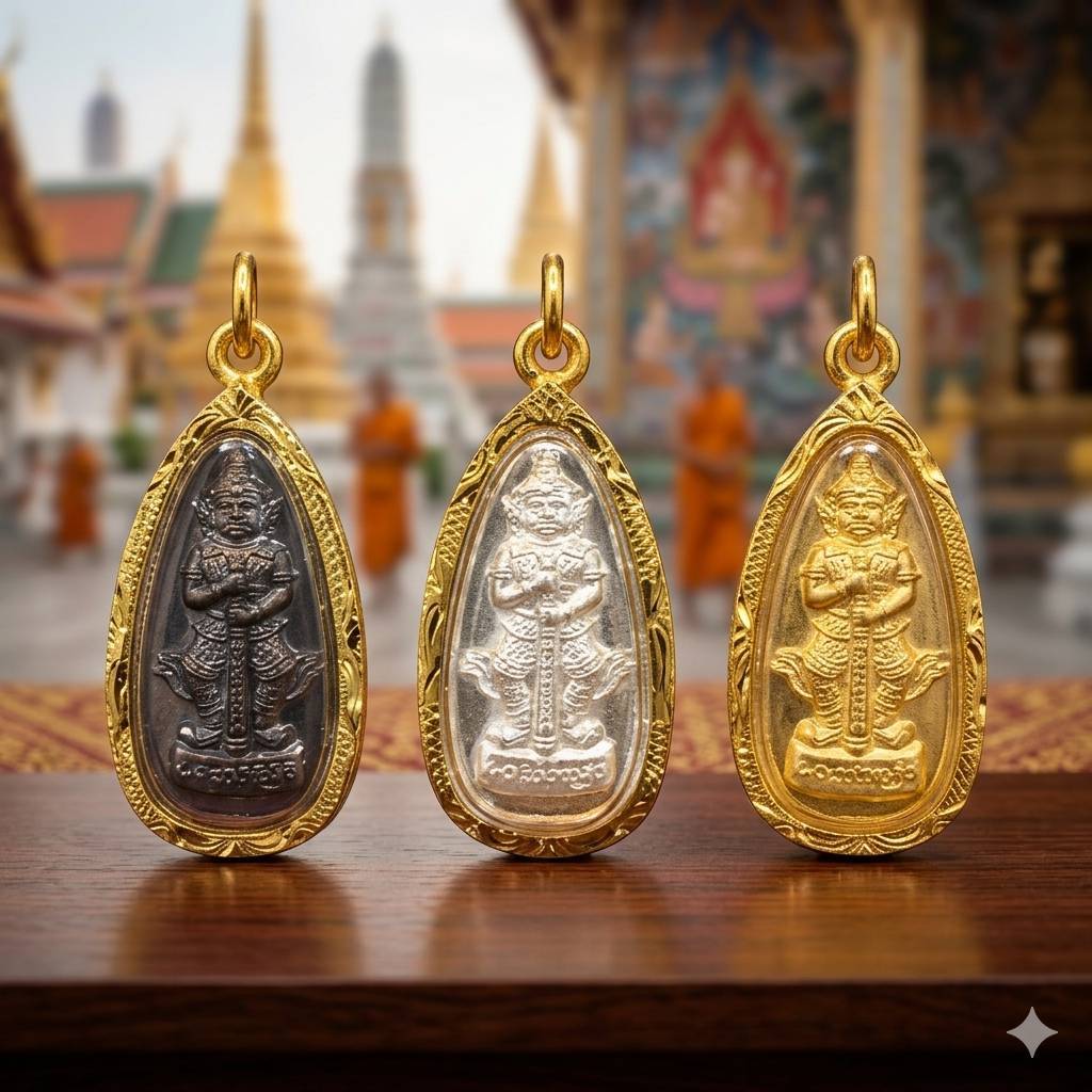 จี้ ท้าวเวสสุวรรณ แท้100% วัดจุฬามณี ผ่านพิธีแล้ว กรอบหุ้มทอง 96.5% กันน้ำ 100% ไม่ลอก ไม่ดำ การันตี