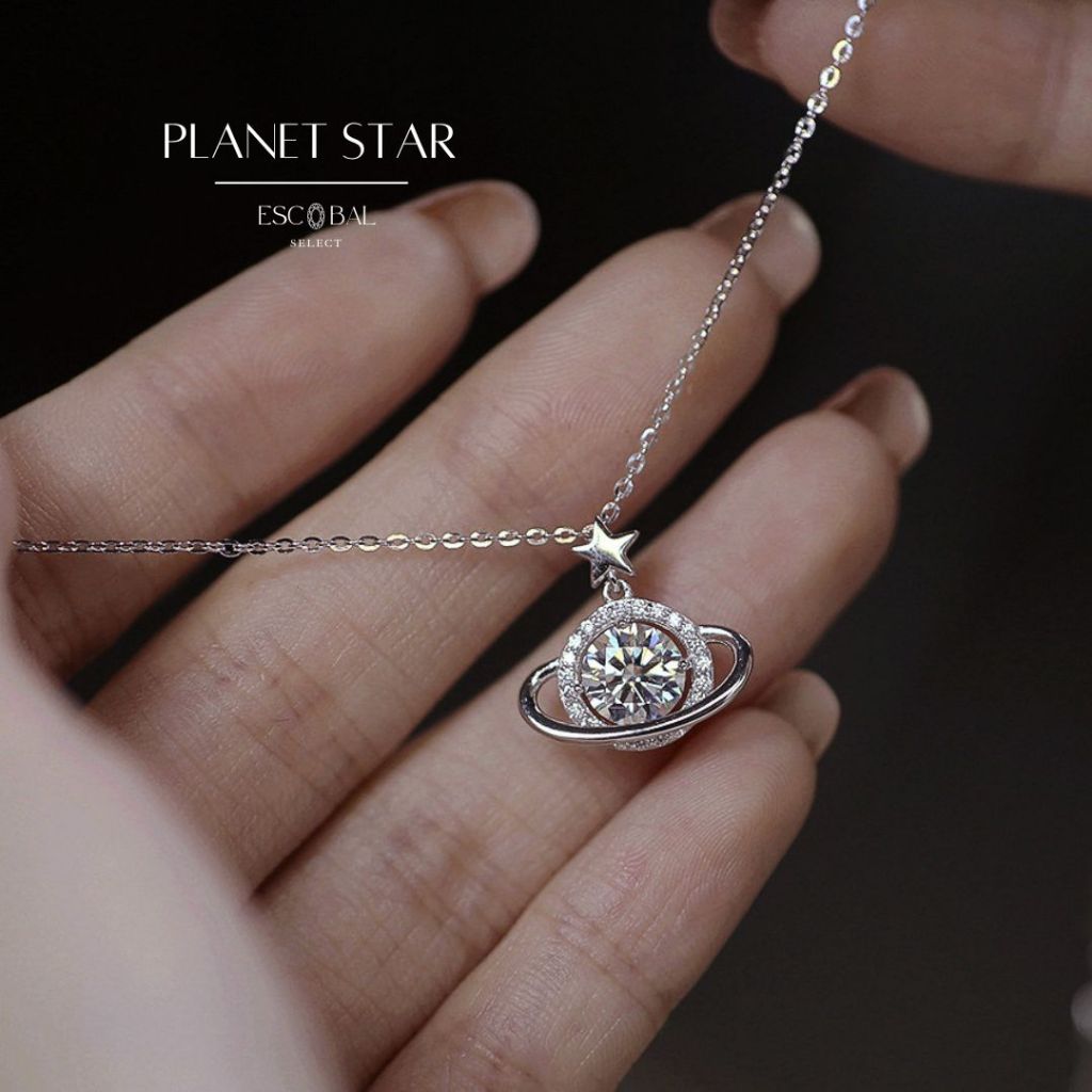 ESCOBAL สร้อยเงิน Planet Star จี้โมอิสซาไนต์ ดีไซน์สุดหรู ของขวัญให้แฟน สร้อยคอเพชร สร้อยคอพิธีการ