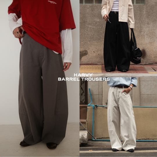 Common Until - Harvy Barrel Trouser - White / Black / Gray - Barrel-leg กางเกงขายาว ทรงโค้ง