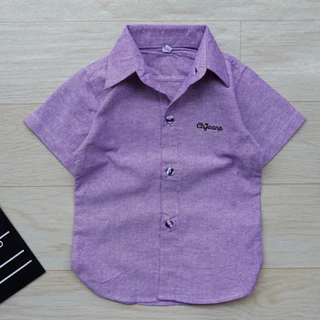 เสื้อเชิ้ตเด็กแขนสั้น คอปกสีพื้น พร้อมส่ง