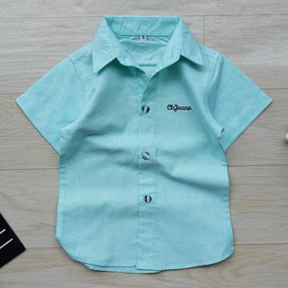เสื้อเชิ้ตเด็กแขนสั้น คอปกสีพื้น พร้อมส่ง