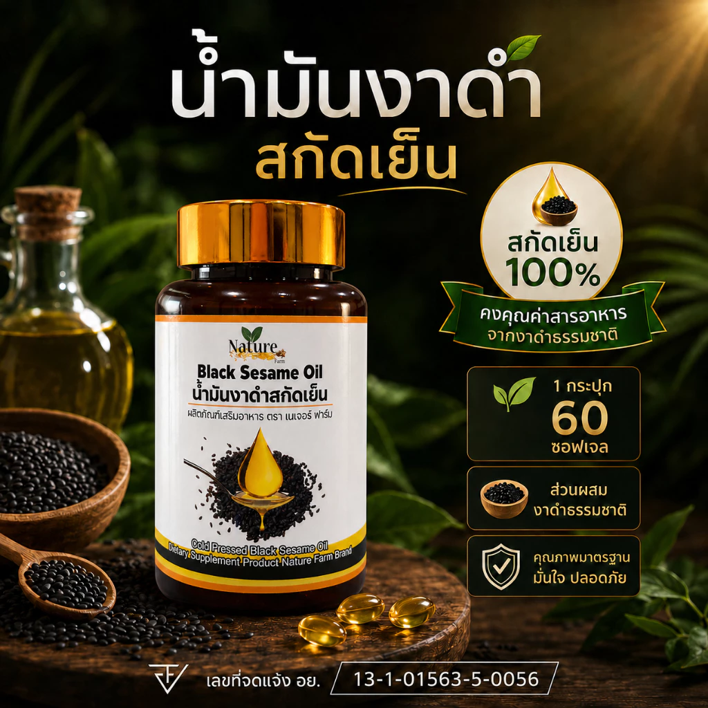 🔥พร้อมส่ง🔥 น้ำมันงาดำ สกัดเย็น 60 แคปซูล 500mg ซอฟเจล thumbnail 3