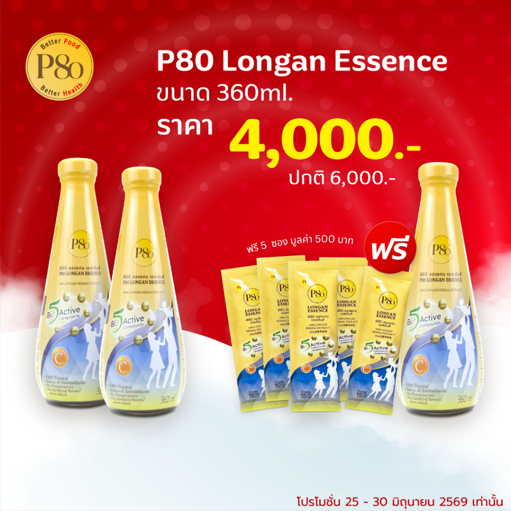 🎁 P80 360 ML.2 ขวด แถม 1 ขวด ราคา 4,000 บาท จากปกติ 6,000 บาท