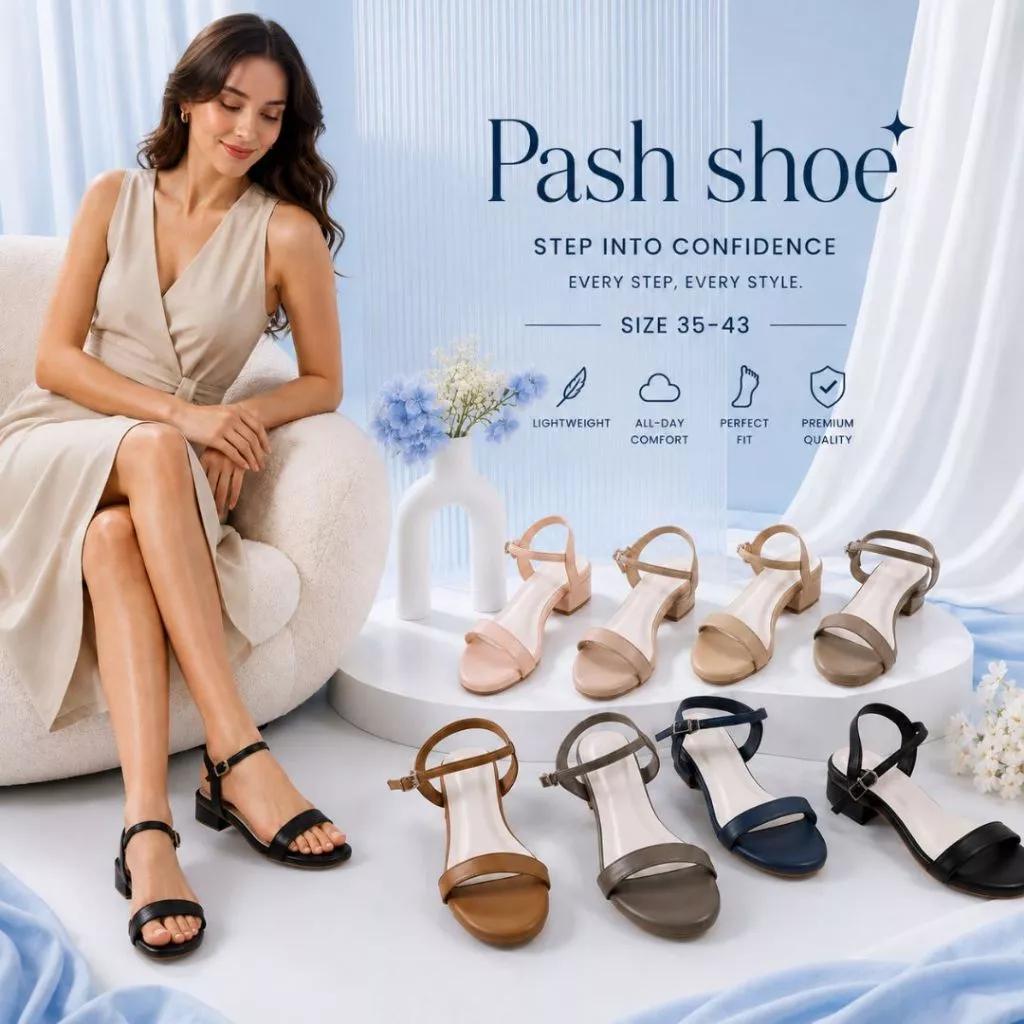 Pash รุ่นMove on 1 นิ้ว รองเท้าส้นสูง รัดข้อนิ่มไซส์ 35-43